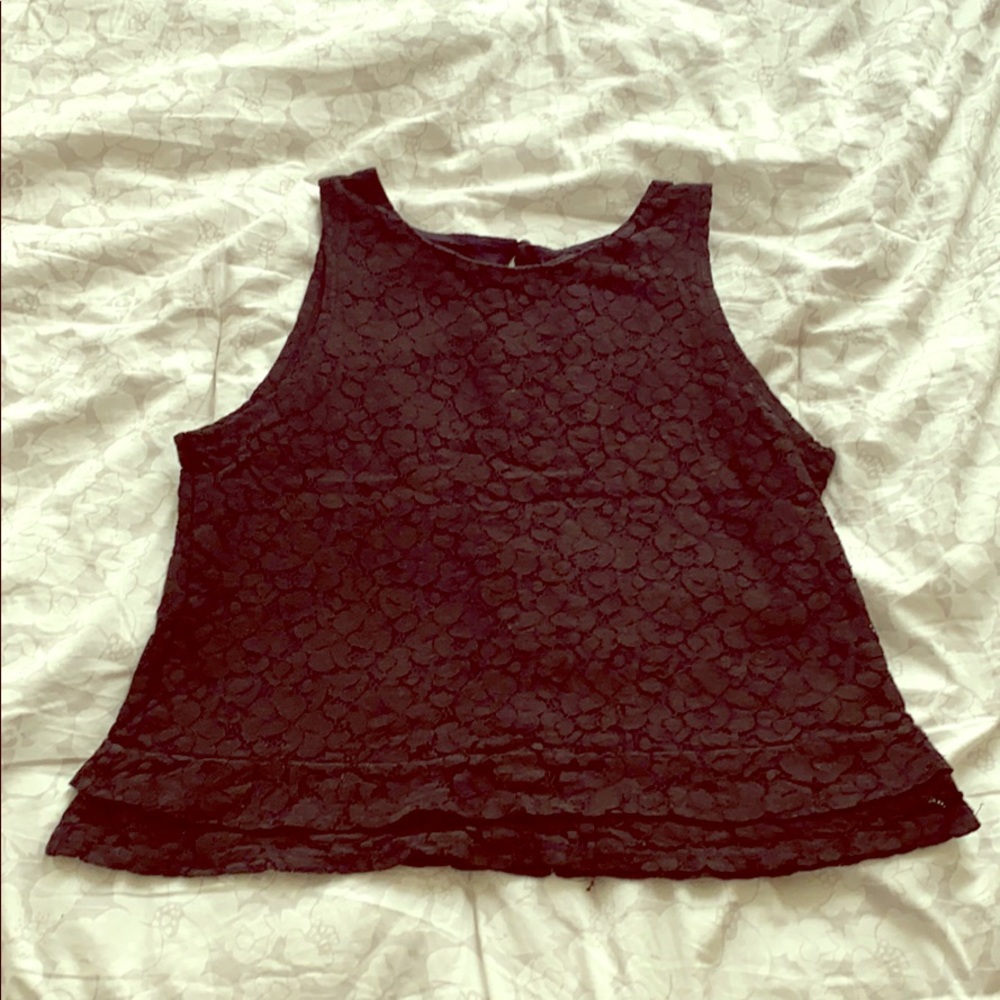 Black floral print Banana Republic Madmen blouse.